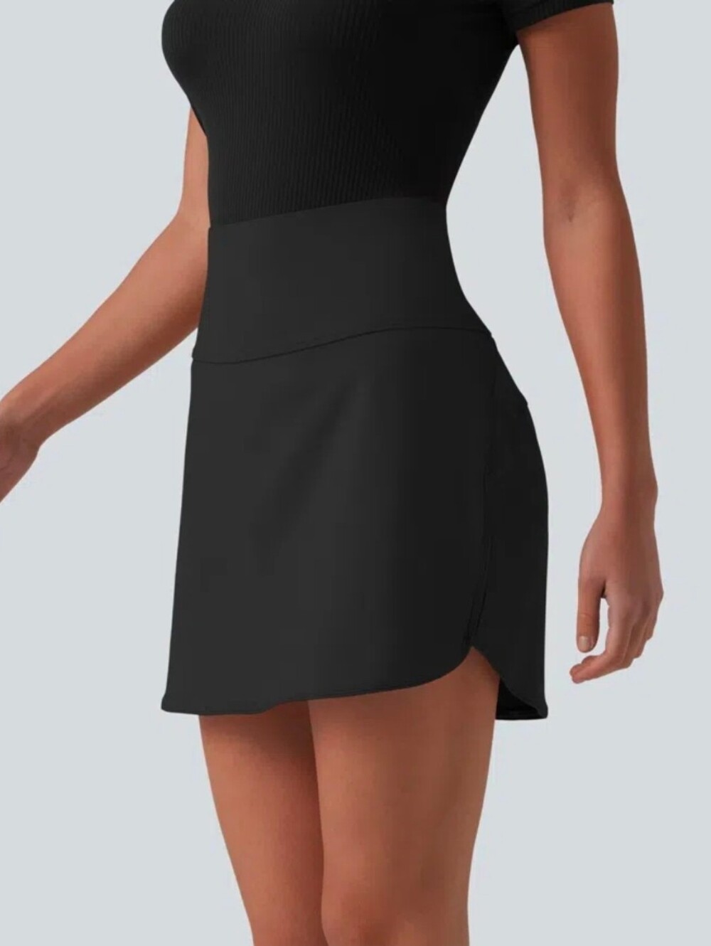 HALARA Black High-Rise Mini Skort